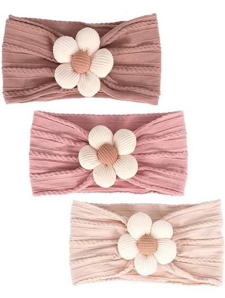HANNEA 3pcs Baby Headband Set Cute Flower Stretchy Hairband for Baby Girls Gift Head Band