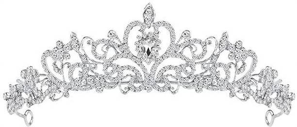 PRYFIL Silver Crystal Tiara Crown Headband Princess Elegant Crown with combs for Women Hair Accessory Set