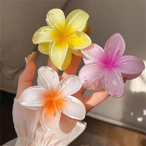 GYFT AURA Super Glossy Flower 3 hair clips claw/Floral hair accessories/hair Claw Clutcher Hair Clip