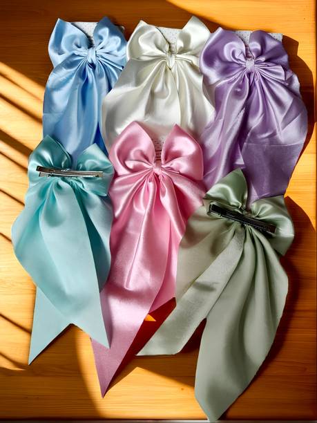 VedaCraft Satin Bow Hair Clips for Women & Girls - Pack of 6 Hair Pin