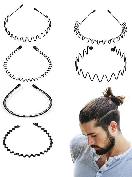 Diversa Metal Wave Non-Slip Hair for Outdoor Sports for Men, 6 Pcs Set Head Band