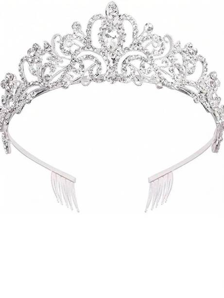 HASTHIP Silver Crystal Tiara Crown Headband Princess Elegant Crown with combs for Women Hair Accessory Set