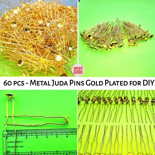 गोपीकला Golden Juda Pins , 60 pcs Hair U Pins for Women, Bun Setting Clip, Juda Clip,