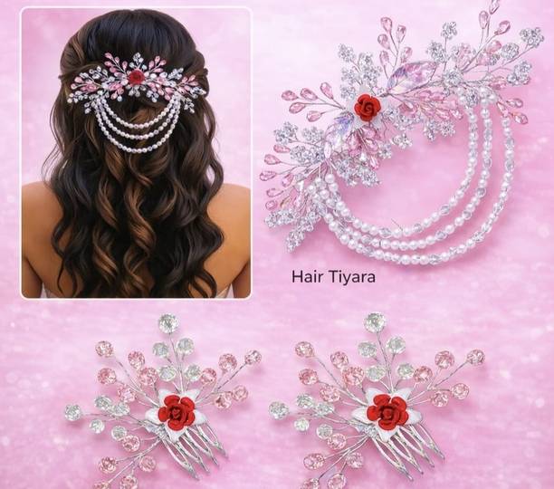 J H Trading Latkan Tiara & 2 pcs comb Hair Accessory Set