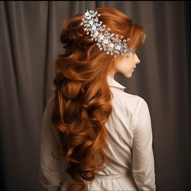 ZariDesigner silver crown floral tiara hair accessories Hair Band