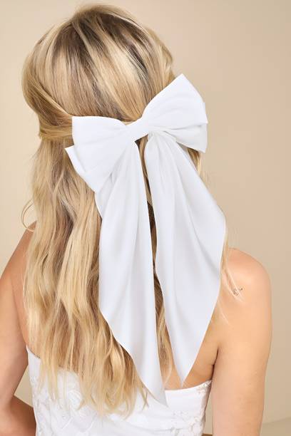 FilterFashion Bow Ribbon For Women And Girls Made With Silk Satin Hair Clip