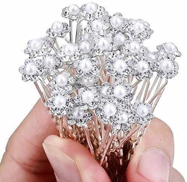 Rajmart Global Attractive Flower Design Fancy Hair Bun Juda Pin Grifting For Bridal Pack of 12 Hair Pin