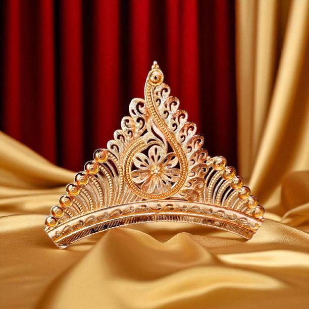 BengCraft Fancy Bridal Tiara Crown Wedding Taj Mukut for Bride, Girls, Women God, Goddess Hair Accessory Set