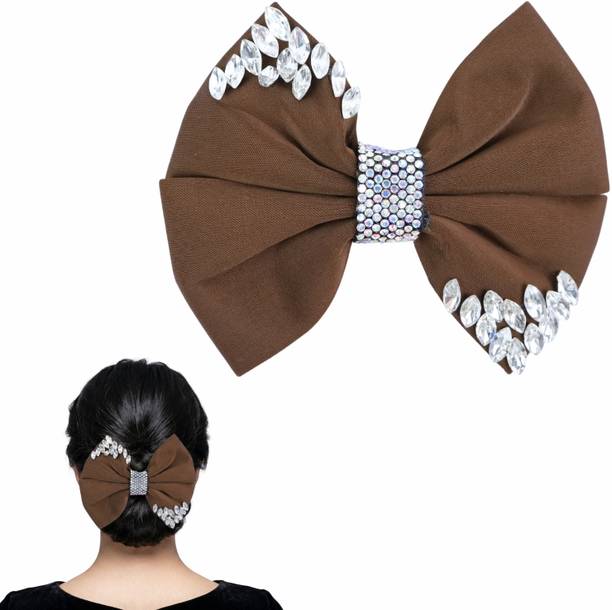Fashion Alley Elegant Fabric Hair Bow with Rhinestone Detail for Stylish Look Hair Clip