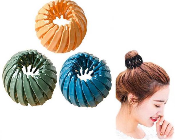 Ghelonadi Women’s Bird Nest Shaped Hair Holder Ponytail Buckle Hair Bun Claws Clips Hair Accessories Hairstyle Tools for Ladies Multicolor Pack of 3 Bun Clip