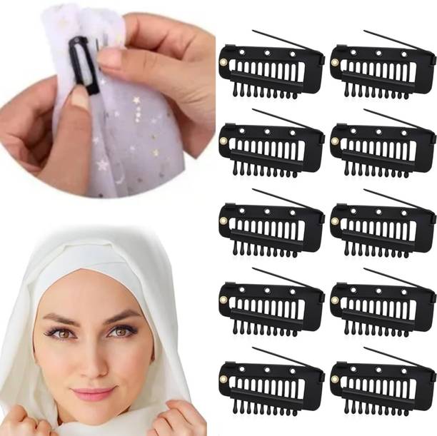 OLLIVOO 10 Pc Hijab Chunni Dupatta Clips with Safety Pin | Strong Saree Pallu Grip Hair Pin