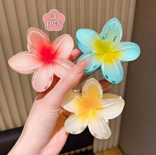 KATY Super Glossy Flower 3 hair clips claw/Floral hair accessories/hair Claw Clutcher Hair Clip