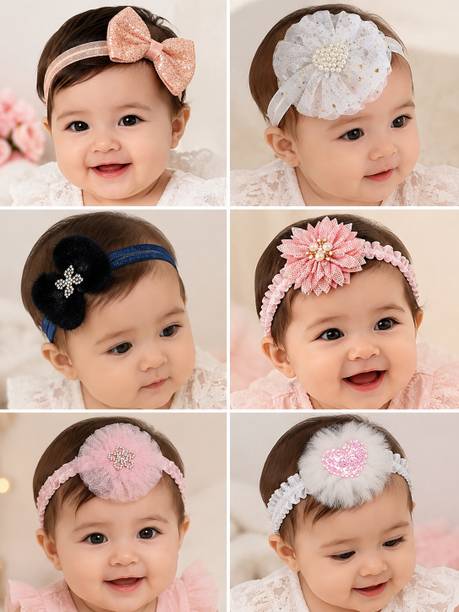 BELHAIRY 6 Kids Soft Elastic Hairband Large Flower Baby Headband Infant Hair Accessories Head Band