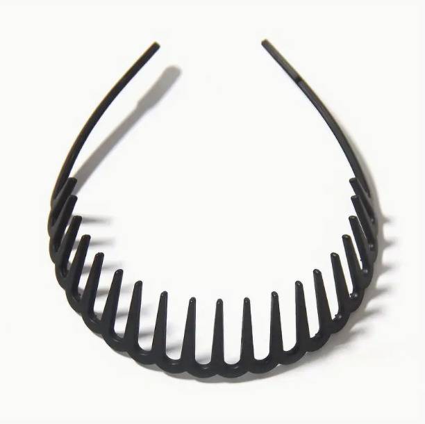 Seeotwo 2 Pcs Resin Hairband Shark Tooth Non-Slip Black Wave Sports Yoga Headband Women Hair Band