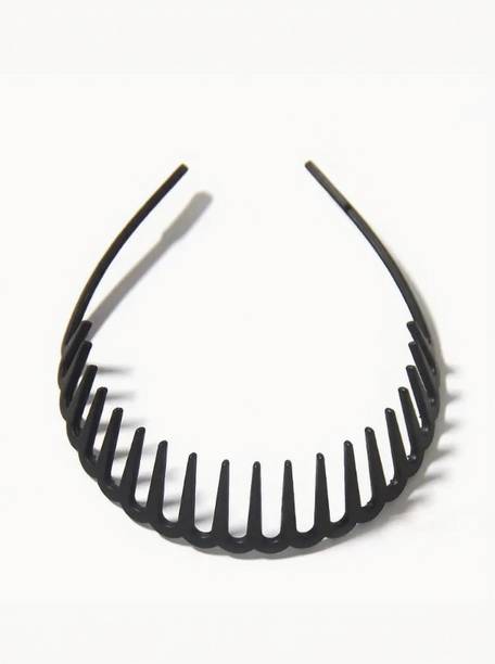 Seeotwo 2 Pcs Resin Hairband Shark Tooth Non-Slip Black Wave Sports Yoga Headband Women Hair Band