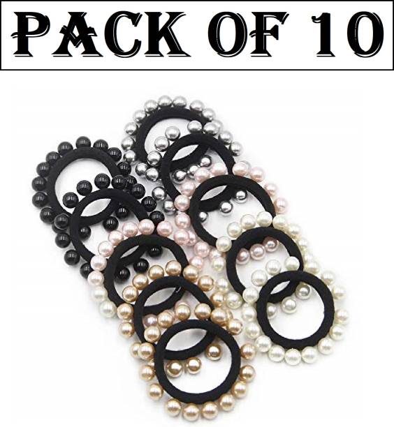 louis india 10pc Hair Ties with Pearls, Elastic Ponytail Holders, Imitation Hair Accessories Head Band Price in India