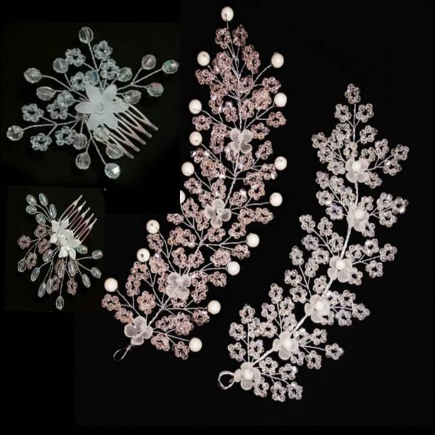 blush bella Combo hair tiara and clip tiara crown 4pc hair brooch pin pink and silver Hair Clip