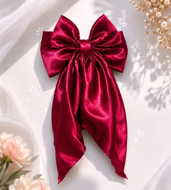 Hair and ear accessories Long Tail Bow clip (Maroon) Hair Clip