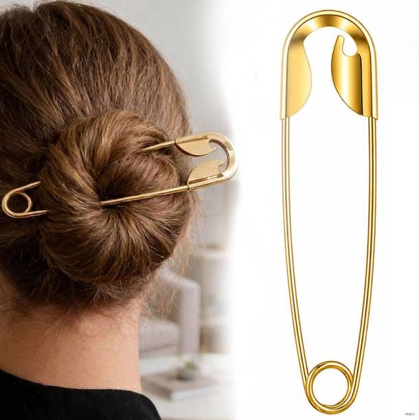 HNB23 Smart Hair Bun Clip Comfortable Wear Gold Pack of 1 Hair Pin