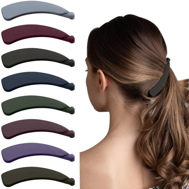 VORSET Pack of 4 Matt Banana Hair Clip Self Lock Acrylic matte Finish Medium Size Banana Clip