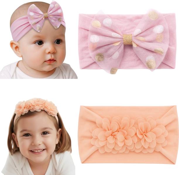 RAINBOW RETAIL Adorable Baby Headbands Set – Soft Bows and Flower Turbans for Newborns Head Band