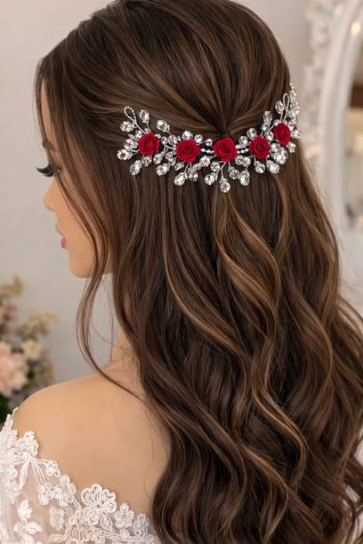 LURESH Red rose Tiara combo for women and girls Hair Accessory Set