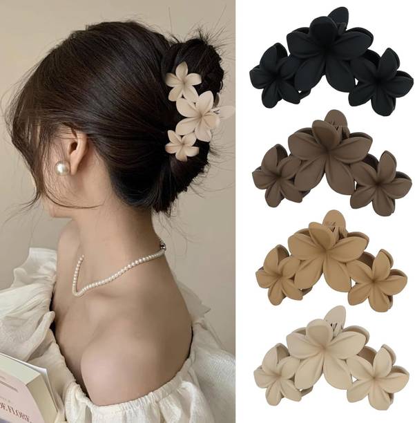NAISHAM Elegant Matte Flower Korean Style Hair Claw Clips for Strong Hold (4-Pack) Hair Clip