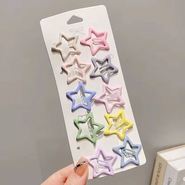 HARSHASS 10 Star Hair Clips Set for Girls | Colorful Korean Style Hair Pins Combo Pack Hair Accessory Set