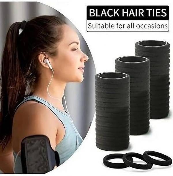 TrendSetter Black Nylon Soft Hair Rubber Bands/Ponytail Holders/Hair Tie for Toddlers Girls Head Band