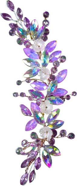 saywow collections artificial purple reception wedding with crystal and flowers hair accessory Hair Clip