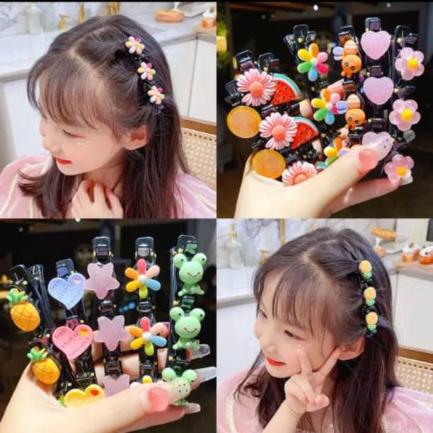 Beauty Love 4pcs Cute Baby Girls Teddy, Flower, Cartoon, Fruit & Baby style Twister Clip/Pin Hair Claw