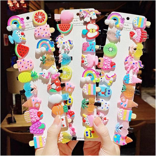 Amirah 20 Pcs Korean Hair Festivities Cute Unicorn, Mermaid, Fruits, Cartoons Hairpin Hair Clip