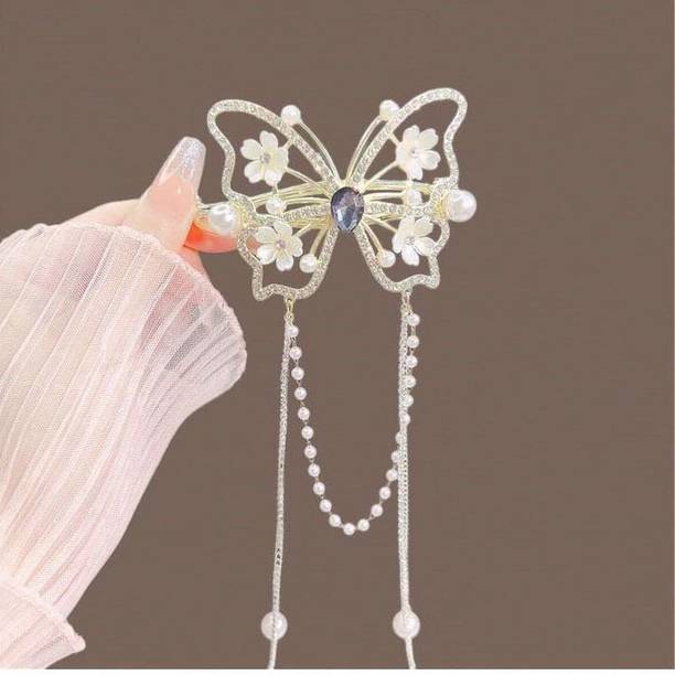 ASG pc Butterfly Design Long Tassel Hair Clip For Women, Elegant Hair Twist Clip Banana Clip