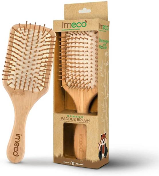 IMECO Bamboo Hair Brush with bamboo bristles | Paddle Hair Brush