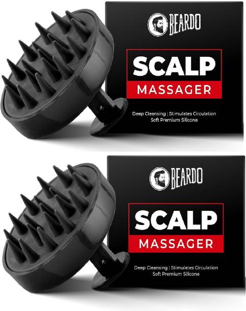 बियर्डो 2 Round Scalp Massager Brush with Soft Bristles Anti Dandruff- Black