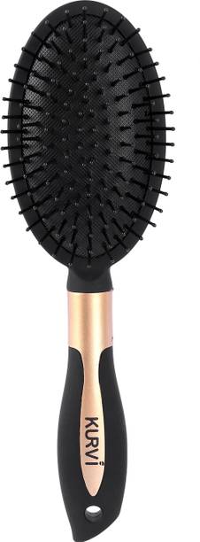 KURVI Rich Black Oval Hair Brush For Everyday Grooming & Professional Blow drying