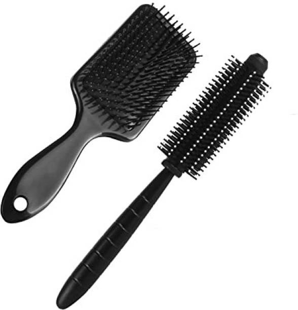 VEDETIC Paddle and Round Hair Brush For Women, Men Hair Brush Set (Pack Of 2) Price in India
