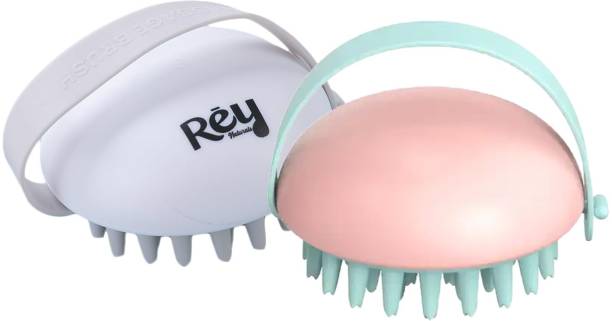 Rey Naturals Scalp Massager Shampoo Brush:Hair Growth,Relaxation,SoftBristles-Pink