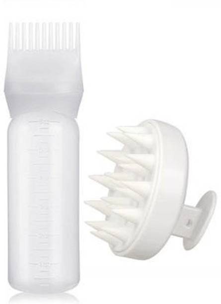 कीपट Hair Massage Shampoo Brush and 6oz Hair Dyeing, Oil Applicator Bottle D