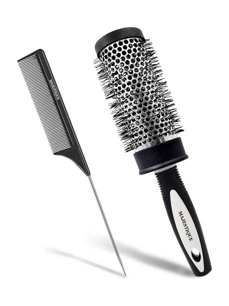 MAJESTIQUE 2Pcs Blow Dryer Brush & Tail Comb for Blow Drying - Ion Brush, Drying
