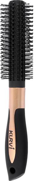 KURVI Black Round Hair Brush,Blow Drying, Professional Hair Curler Brush HB203