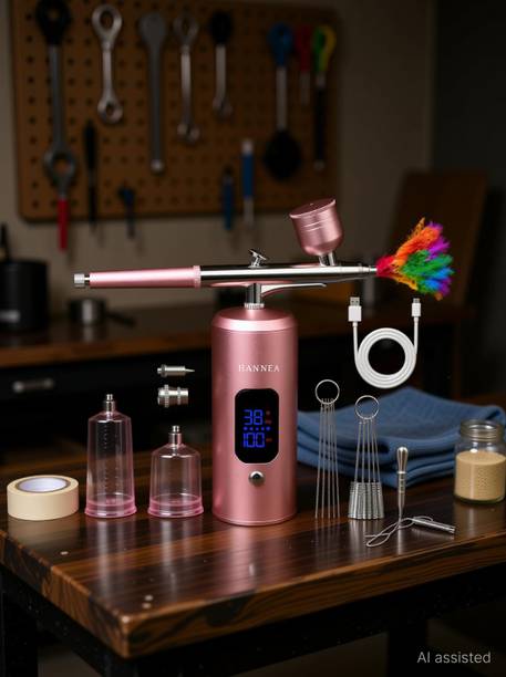 SERPLEX Cordless Airbrush Kit with LCD Display 3 Pressure Levels 0.3mm Nozzle Air Blower