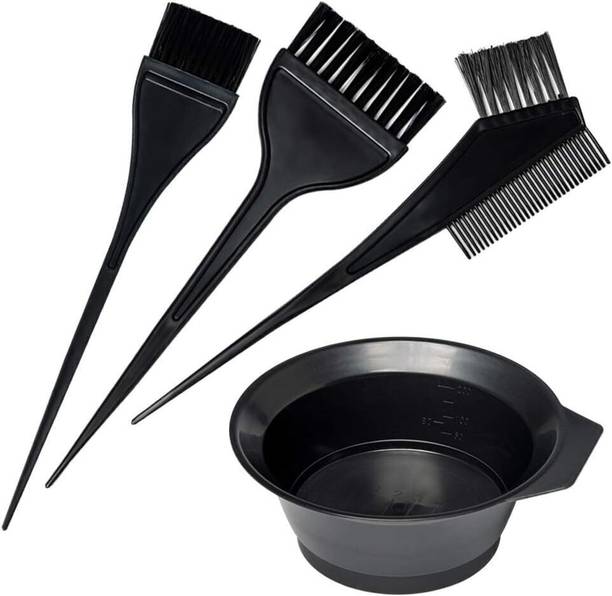 MYN Professional 4Pc Saloon Hair Dye Brush Kit: Hair Color Brushes & Mixing Bowl Set