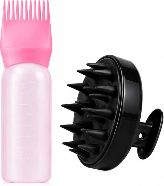JIEHUOQIANG Hair scalp Massager Brush and 6oz Hair Dyeing, Oil Applicator, Shampoo Bottle C