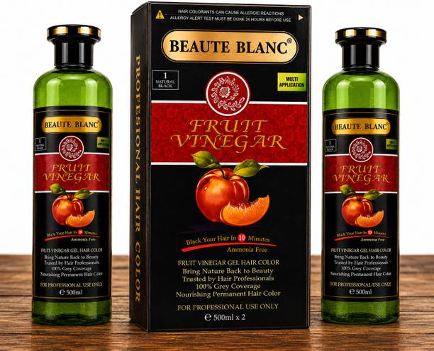 BEAUTÉ BLANC BEAUTE BLANC Professional Fruit Vinegar Hair Gel Color (500*2) , Natural Black