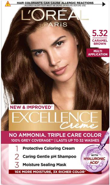 L'Oréal Paris Excellence Creme Hair Colour |Grey Coverage & Ammonia free , 5.32, Caramel Brown