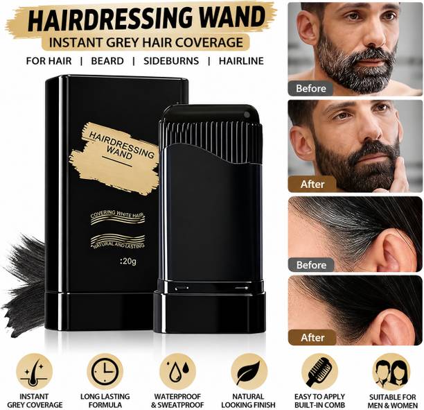 Vervita Hairdressing Wand Black for Instant Grey Hair Coverage with Built-in Comb , Black