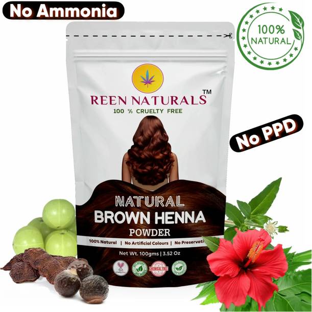 REEN NATURALS Brown Henna Powder for Hair Color|Herbal Henna |Rich Dark Natural Color for Hair , BROWN