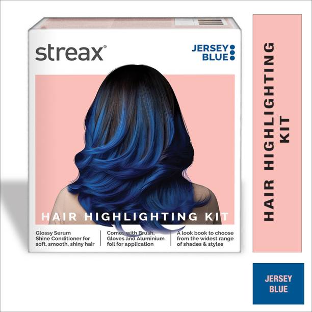 Streax Hair Colour Highlight Kit , Hair Colour for Women, DIY Application , Jersey Blue