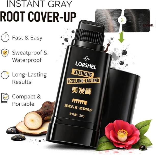LORSHEL Temporary Hair Color Comb | Quick Action Grey Hair Coverage Formula - Easy , Black